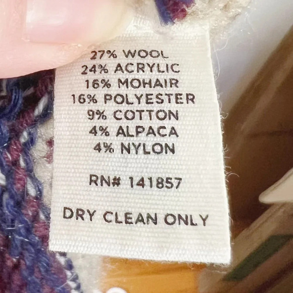 Anthropologie Artisan de Luxe Wool Blend Patchwork Fringe Sweater  Size S - Picture 6 of 6